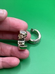 Vintage Baguette Crystals Channel Set Gold Tone Hoop Earrings