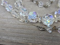 Vintage AB Crystal Graduated Necklace Strung on Chain Beaded 17-19 Inches