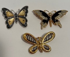 Butterfly Costume Jewelry Enamel Rhinestones Brooches Qty 8 Excellent