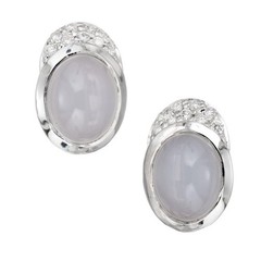 Designer Blue Calcedony 18k White Gold 4.00ct .28ct Diamond Earrings