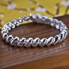 6.5” 10mm, Vintage Italian sterling silver link bracelet, 925 San Marco chain