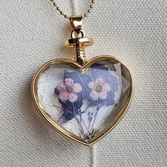 Pressed floral heart necklace