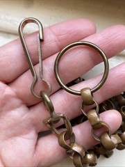 Antique Brass Chain Rolo Link Made In USA Stamp Watch Chain 32” Long Orig Clasp