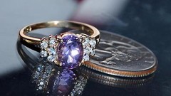 10k yellow gold ring 1.50ct amethyst & Crystal size 6 handmade vintage 2.40gr