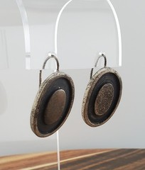 VTG 925 Mexico Oval Oxidized Gray 1in Earrings Sterling Silver 13g Rustic Estate