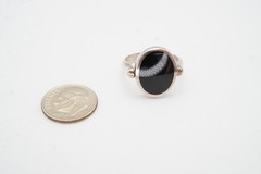 Vintage Sterling Silver 925 Mother Of Pearl Black Onyx Spinner Ring Size 7