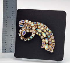 Vintage Signed RIFAS Aurora Borealis Rhinestone Brooch Pin Gold Tone 1950s…
