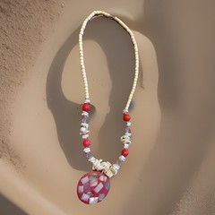 Shell Beads Pink And White Tone Bead Necklace 26 Cruise Trip Or Bahamas