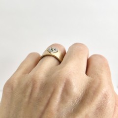Vintage 1950’s Wide Pave Diamond Heart Ring 14K Yellow Gold, 7.64 Grams