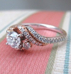 14k Gold Diamond Crossover Engagement￼ Ring Solitaire LLJ Modern Heirloom 585