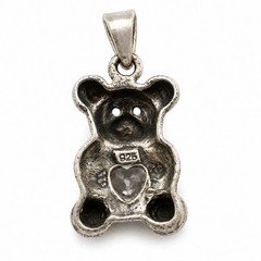 Signed Mark Wasserman Samara Sterling Silver Teddy Bear Heart Necklace