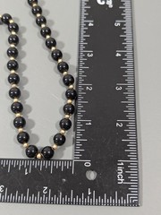 Vintage Monet Classic Black Beaded Necklace Elegant Gold Tone 30 in
