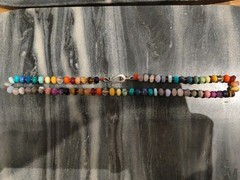 Vintage Rainbow Natural Stone Hand Knotted Necklace Sterling