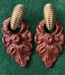 Vtg 60’s Brass Tone Post Doorknocker Multicolor Interchangeable Earrings 9 Sets