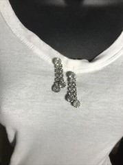 Vintage Rhinestone Chandelier Earrings Pierced Push On Costume Jewelry Bling OLD