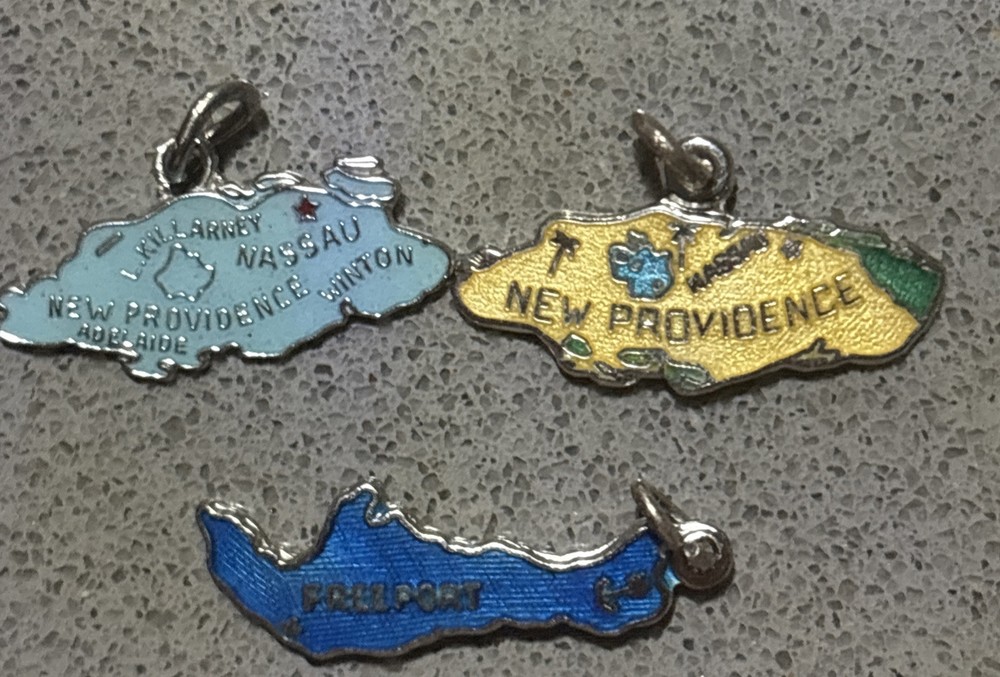 Lot Of 3 Bahamas Sterling Silver Enamel Charms For Bracelets Nassau Freeport NP