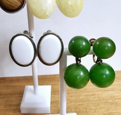 Vintage 70s 80s Clip On & Screw Back Earrings Lot of 4 Acrylic Lucite Bold