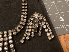 Vintage Rhinestone Collar 17 INCHES Choker Necklace & Clip on Earrings Set