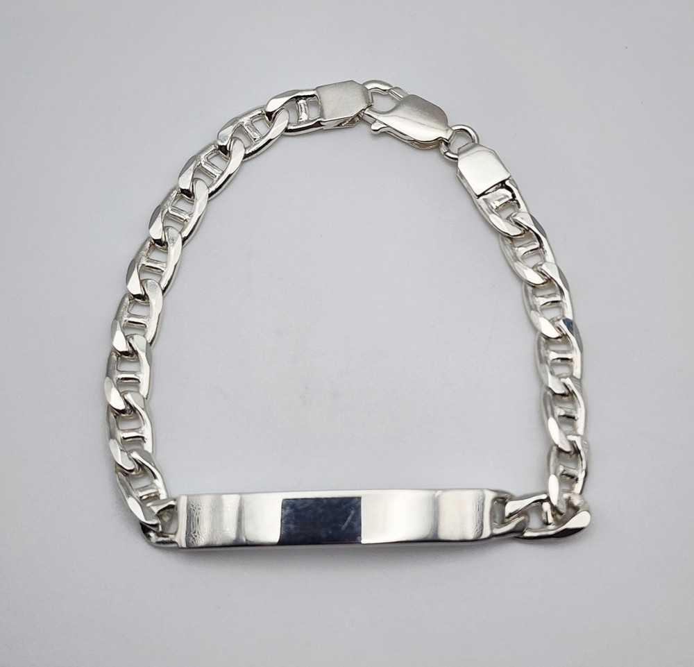 Arezzo, Italy Vintage Sterling Silver Mariner Chain ID Bracelet 8.25″