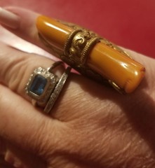 Antique Mexico Engraved Huge Natural Coral Adjustable Ring INCREDIBLE