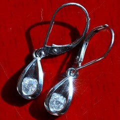 14k white gold earrings 0.25ct natural diamond 1.0″ teardrop dangle 2.50gr N3344