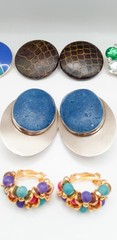 VTG Clip On Earring Lot 14 Pairs Laurel Burch Audrey Schenk Bergère Avon