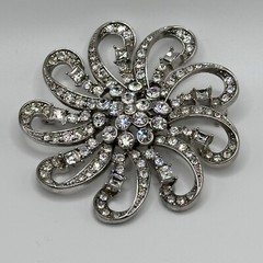 Spectacular Clear Rhinestone Flower Pin Brooch