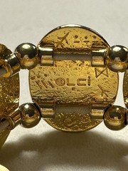 Vintage LCi Liz Claiborne Gold Black Cabochon Stretch Bracelet Runway 80s Glam