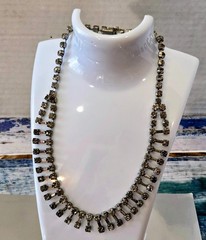 VINTAGE-RETRO STUNNING 1950’s Rhinestone Cocktail Icy Drip Necklace 16 in