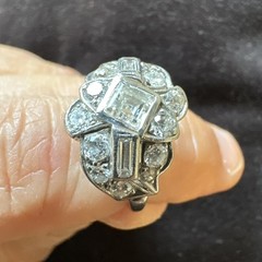 1930’s Old European Art Deco Platinum Diamond Ring – Size 9.25