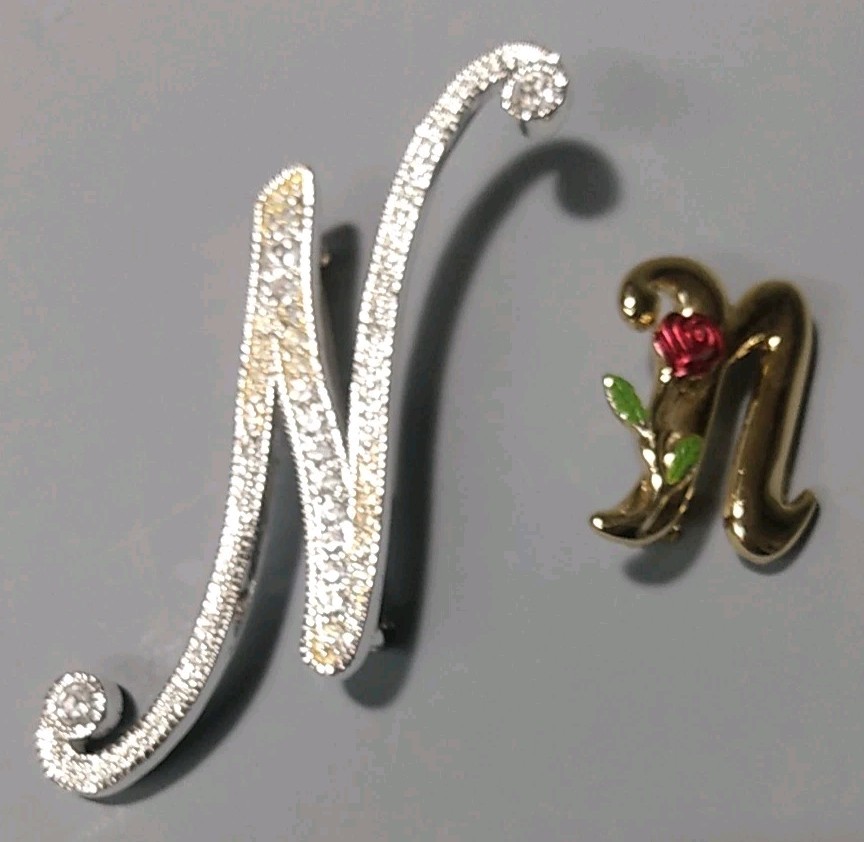 Rhinestone Letter N 2 1/4 In Tall Elegant Statement Piece