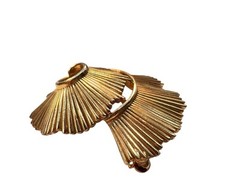Vintage TRIFARI Brooch Brutalist Spiral Dome Fan Fold Gold Trifarium 50s 60s A4