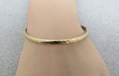 Antique 14k Gold Filled Bangle Bracelet Marathon Slim Stripe Etched Stackable