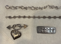Sterling Silver .925 Jewlery Lot Of (4) Necklace And Pins 60 grams