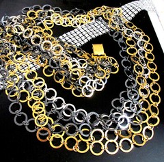 VTG RUNWAY NAPIER LUXE 36″ SWEEPING MULTICHAIN MIXED METAL NECKLACE MODERNIST
