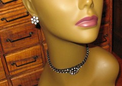 1950s Rhinestone and Black Plastic Jewelry Set is Chic and Stunning Vintage