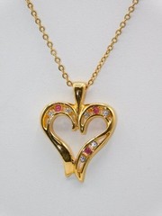 B293-VINTAGE NECKLACE~LIND~24K G.E.P.~G10~HEART~17″ LONG