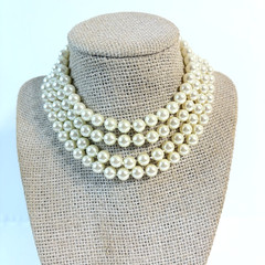 Vintage Carolee 3 Piece Set Necklace Bracelet & Earrings Faux Pearl Multi Strand