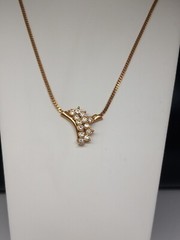 Avon 1970s Gold Tone Clear Crystals Cascade Design Necklace And Earring set