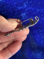 Vintage Sterling Silver Marcasite Seahorse Pendant Brooch Nice Old One
