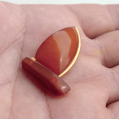 Vintage Soviet Amber Brooch. Sailboat. Kaliningrad. Made in USSR