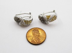 0.66CTW Yellow Sapphire 0.92CTW Diamond Earrings 14 Karat White Gold