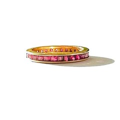 Natural Ruby 1.50 Carats 14k Yellow Gold Eternity Stacking Band Ring Size 5.20