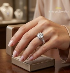 4CT Round Lab Created Diamond Vintage Crown Antique Filigree Ring 14K Gold Over