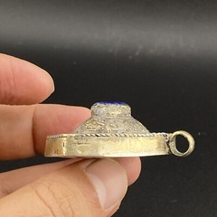 Amazing Afghan Silver Plated Brass Eye Shaped Beautiful Tribal Unique Pendant