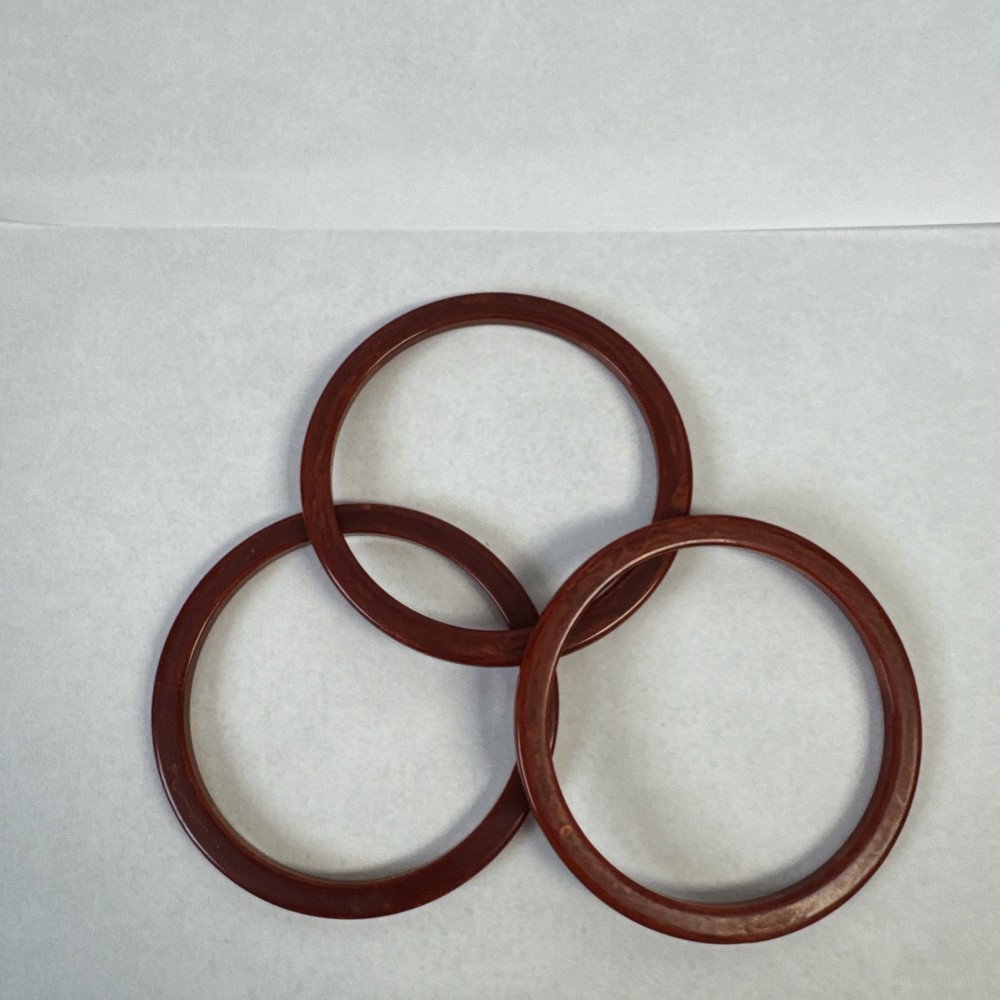 Vintage Bakelite Red Set of 3 Bangle Bracelets