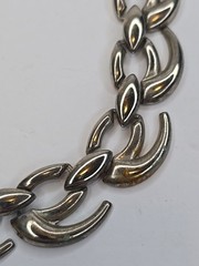 Vintage WM Necklace Silver Tone Decorative Oval Link Marked 17 Inch