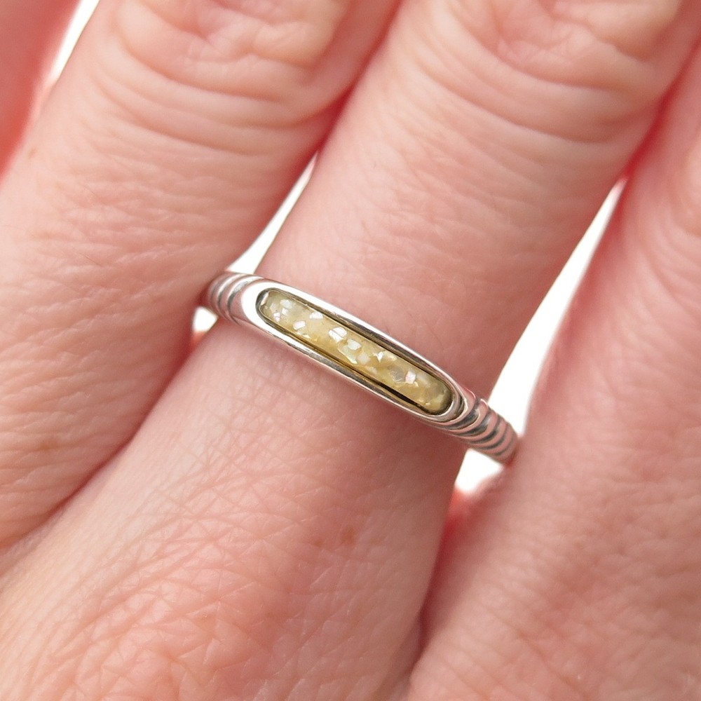 Carolyn Pollack 925 Sterling Silver Vintage Real MOP Inlay Stackable Ring Size 8