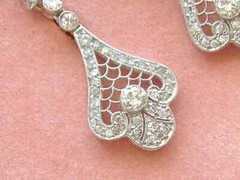 Art Deco Style Lab-Created Diamond Dangle/Drop Geometric Late Earring 925 Silver
