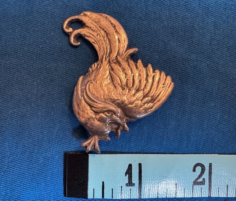 Vintage pewter rooster pendent 2 X 1 1/2 inch